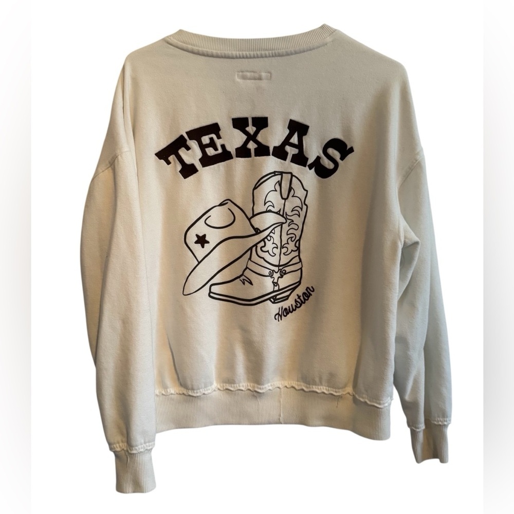 Aeropostale Houston Texas Cowgirl Oversized Notch V Neck Sweatshirt Size XS - Picture 7 of 13